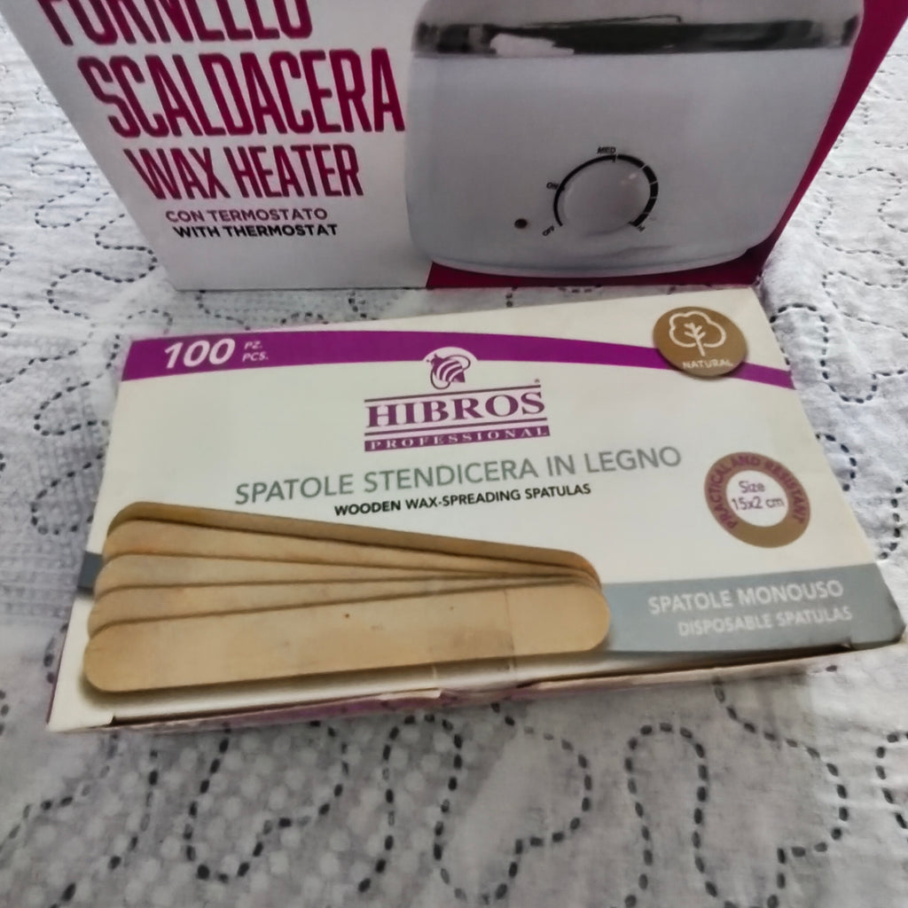 Fornello Scaldacera Wax Heater Naturaverde + Spatole Stendicera