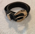 Cintura Donna Nera Fibbia Oro  100 X 2,8 cm