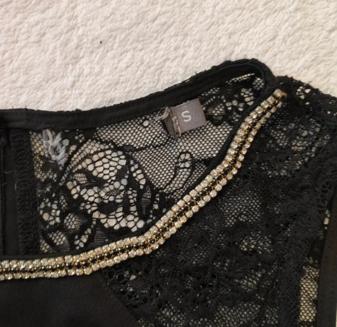 Top Corto  Pizzo Nero Donna  Misura S
