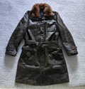 Mabrun Cappotto in Pelle Morbida Uomo Marrone Con Vera Pelliccia di Visone