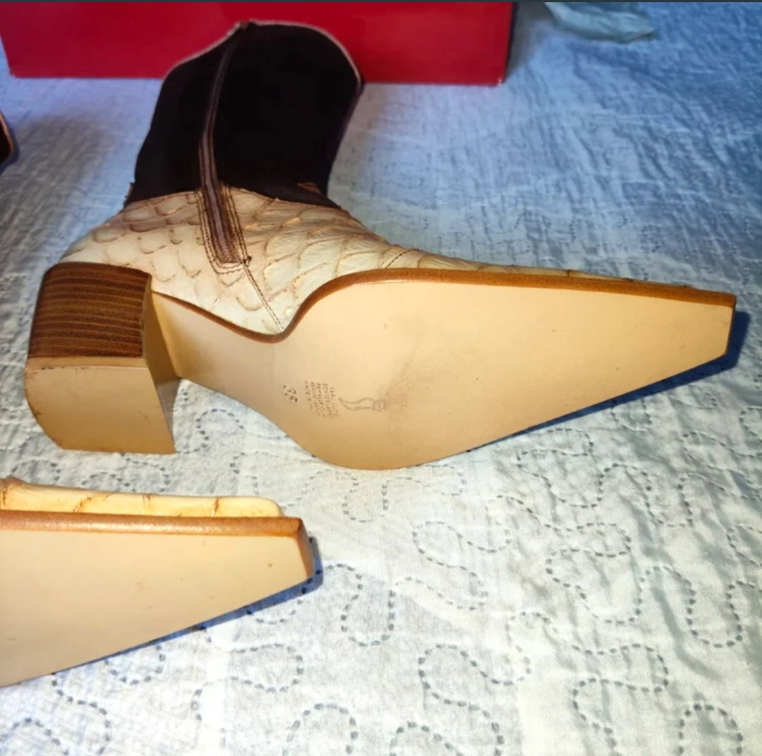 Enzo Moreno Stivali Donna in Pelle Pitone e Jeans NUOVI ! Misura 38