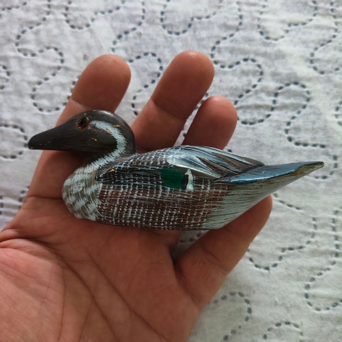 Miniatura Anatra in Legno Vintage da Collezione.