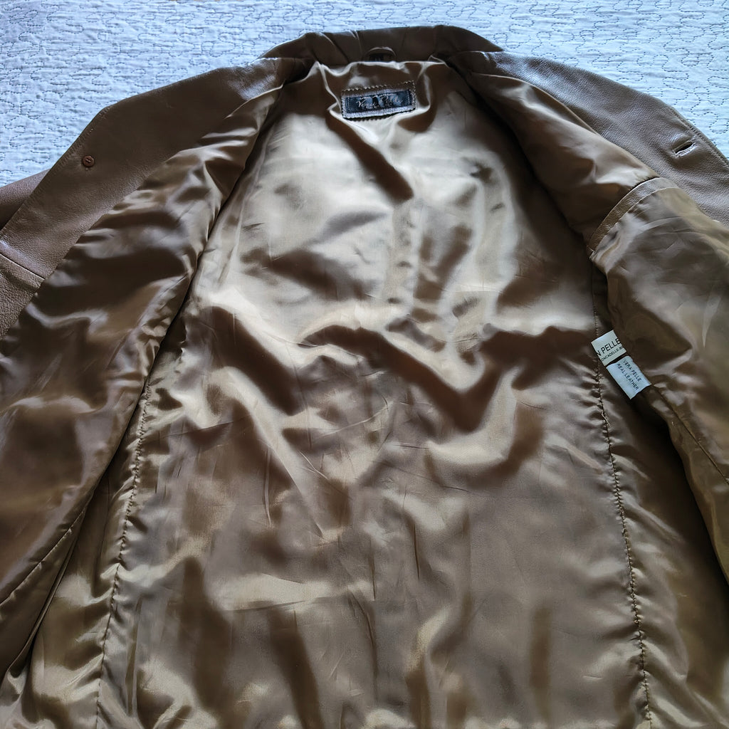 Giacca Vera Pelle Artigianale Vintage Tg 52