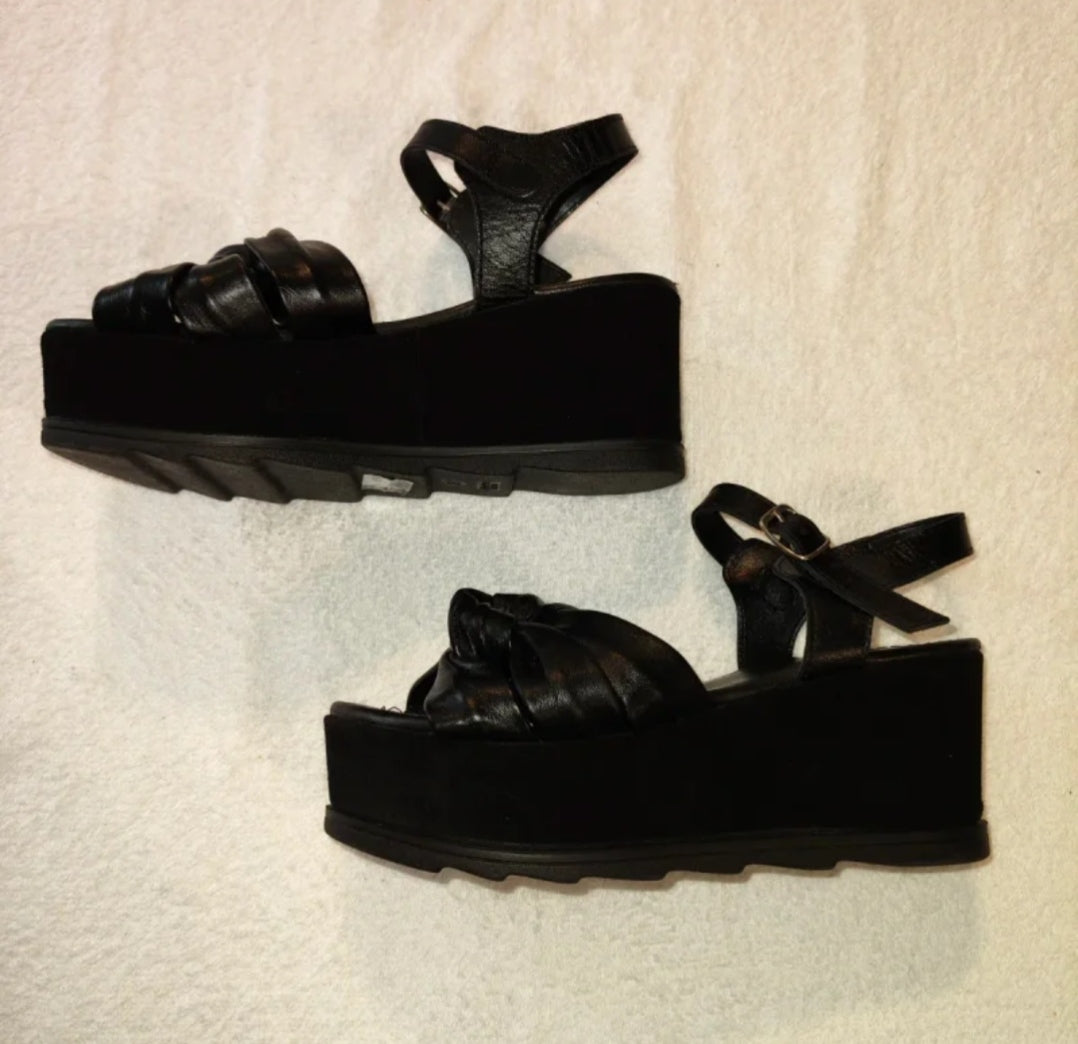 Bata  Sandali Donna Neri con Zeppa Misura 36