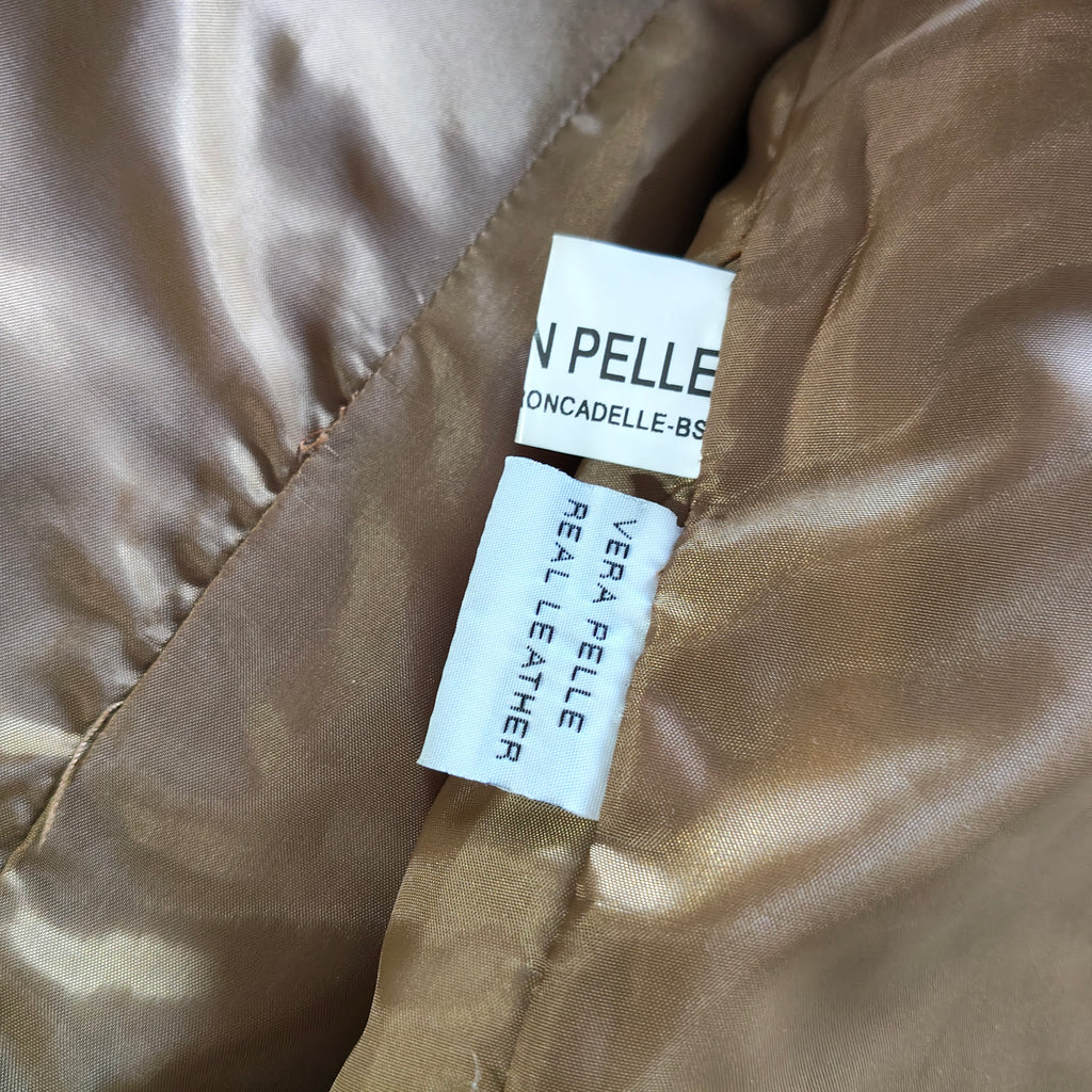 Giacca Vera Pelle Artigianale Vintage Tg 52