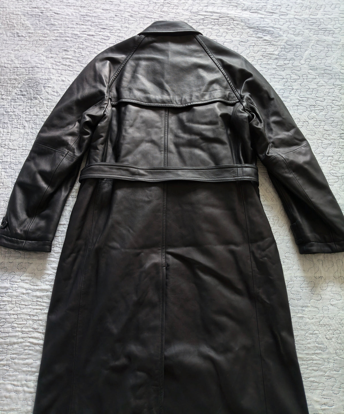 Cappotto Lungo di Lusso in Pelle Doppiopetto Vittorio Forti Taglia 50