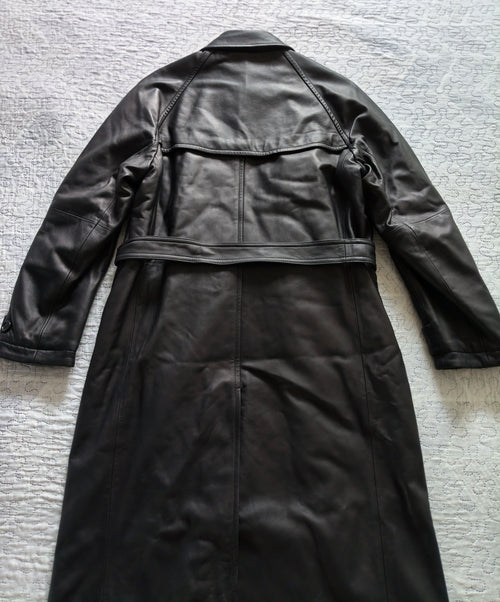 Cappotto Lungo di Lusso in Pelle Doppiopetto Vittorio Forti Taglia 50