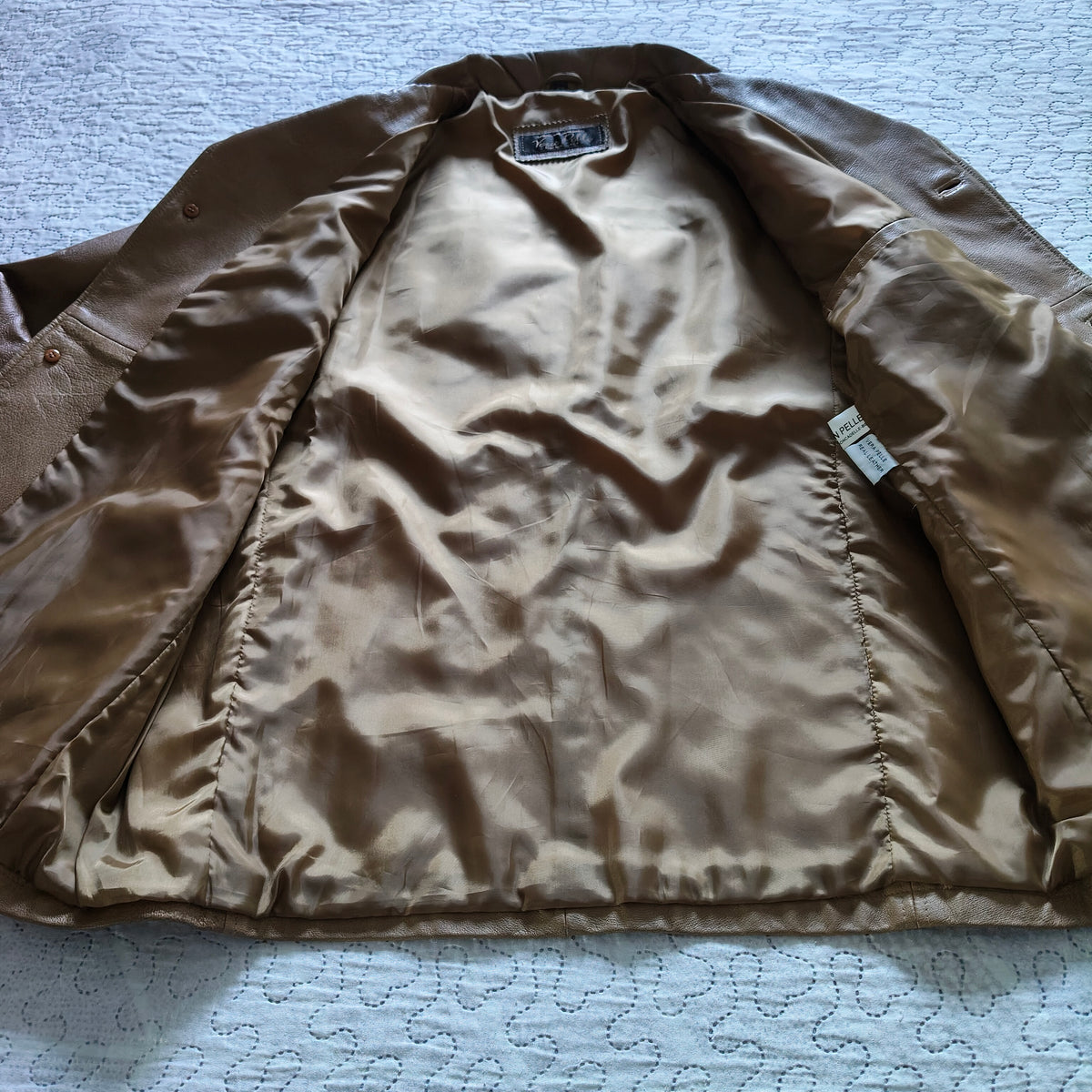 Giacca Vera Pelle Artigianale Vintage Tg 52
