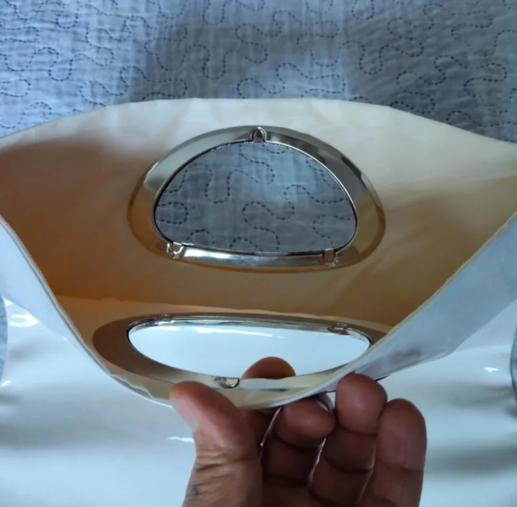 Borsa Piattina Simil Gherardini Bianco Lucido