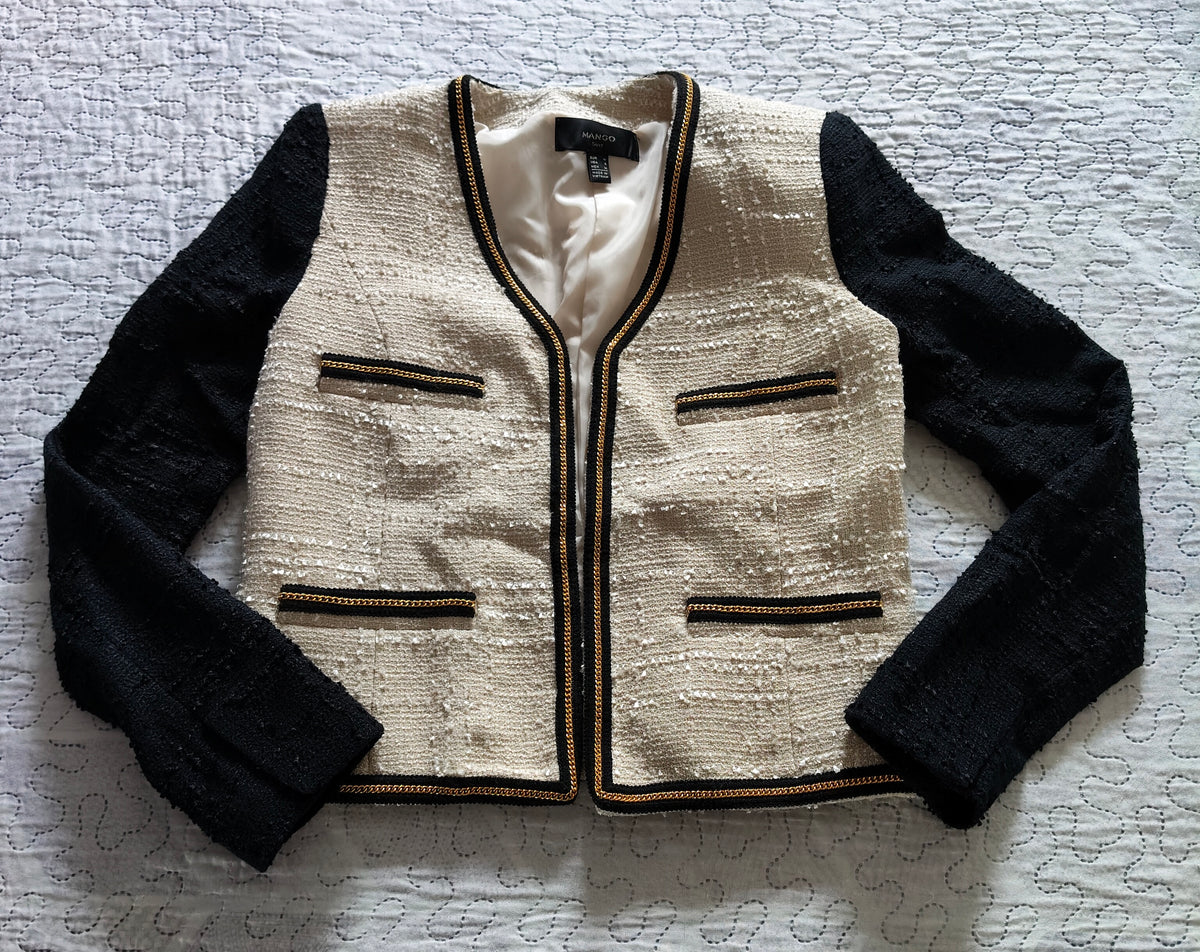 Giacca Donna Mango Beige/Nero Taglia M