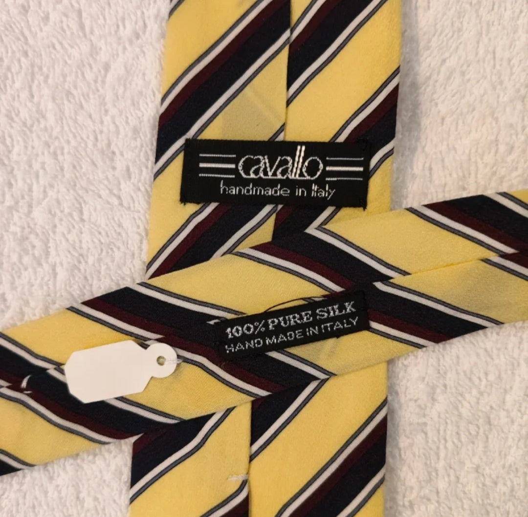 Cravatta Cavallo Uomo Seta Righe Giallo Nero