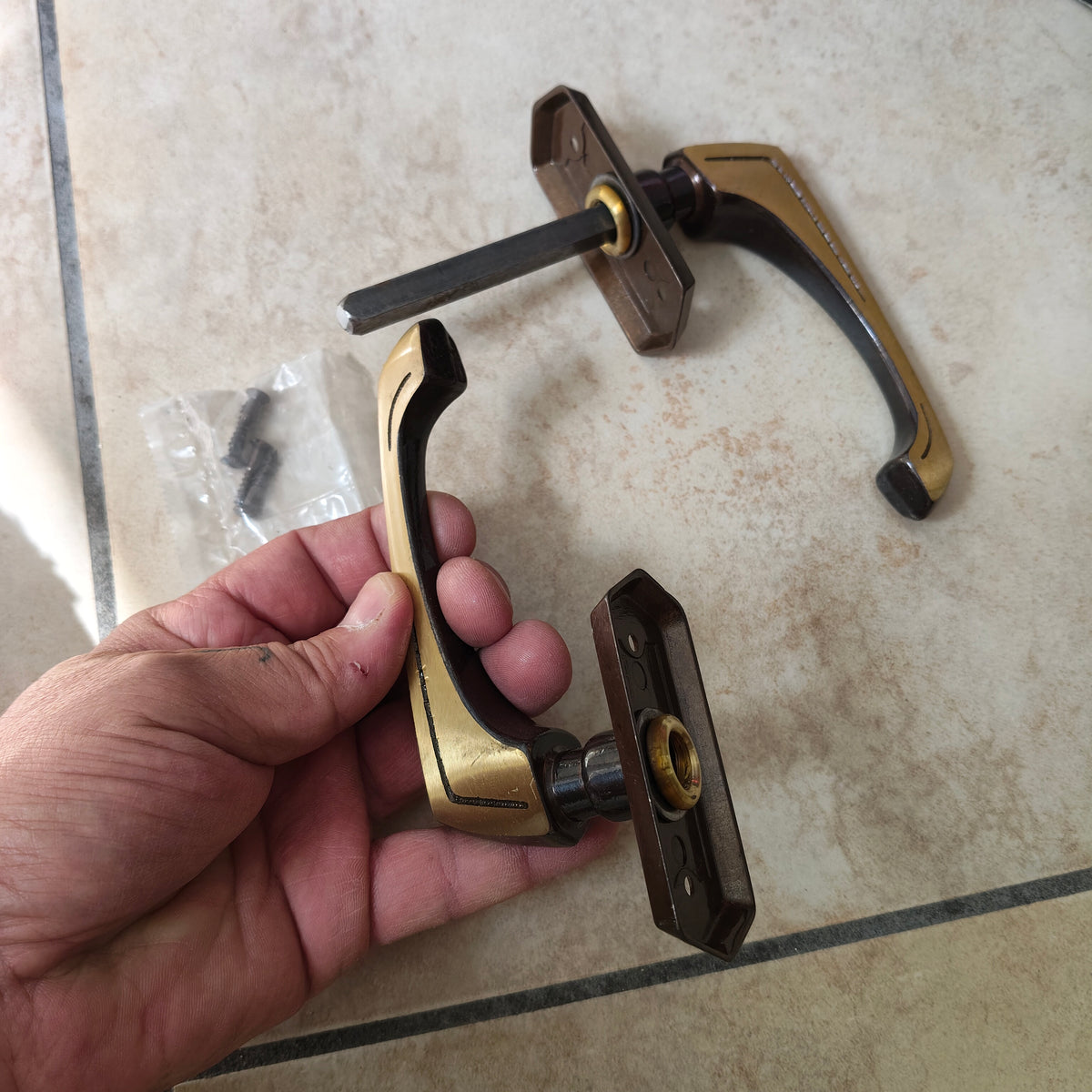 Coppia di Maniglie per Porta in Metallo