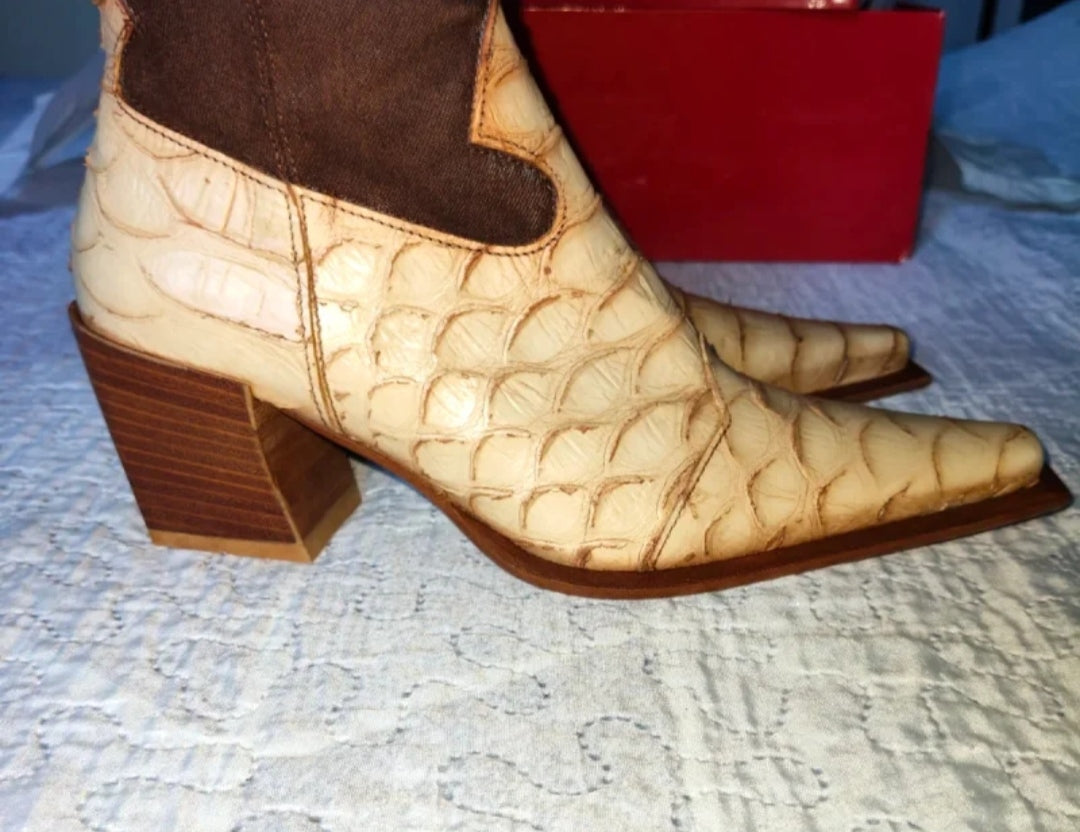 Enzo Moreno Stivali Donna in Pelle Pitone e Jeans NUOVI ! Misura 38