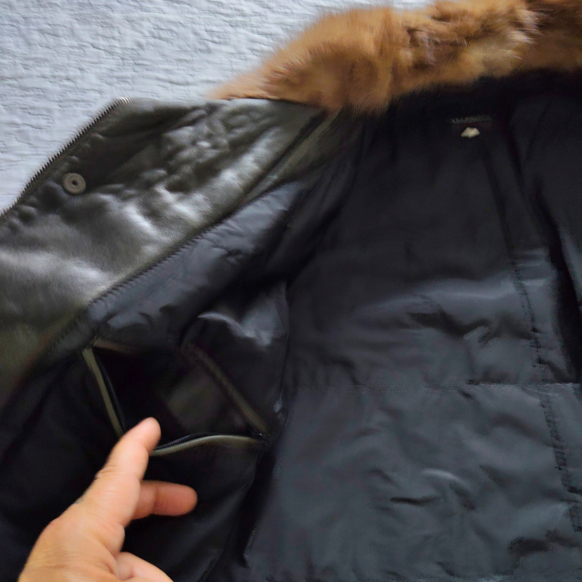 Mabrun Cappotto in Pelle Morbida Uomo Marrone Con Vera Pelliccia di Visone