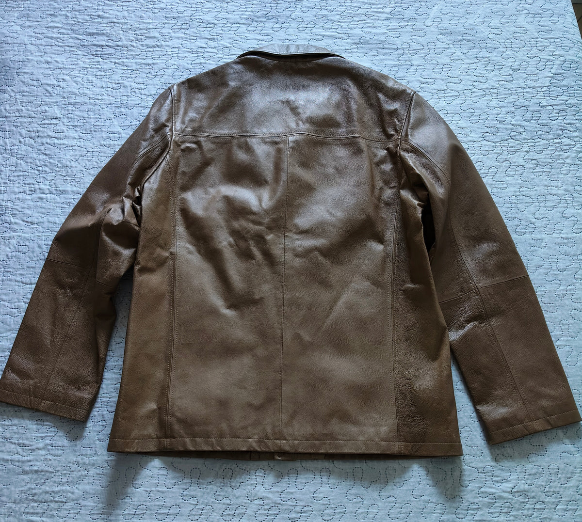 Giacca Vera Pelle Artigianale Vintage Tg 52