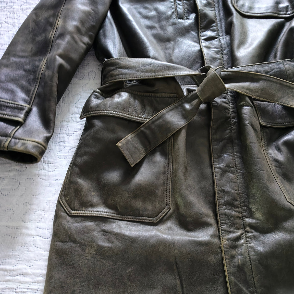 Mabrun Cappotto in Pelle Morbida Uomo Marrone Con Vera Pelliccia di Visone