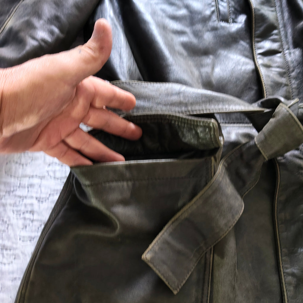 Mabrun Cappotto in Pelle Morbida Uomo Marrone Con Vera Pelliccia di Visone