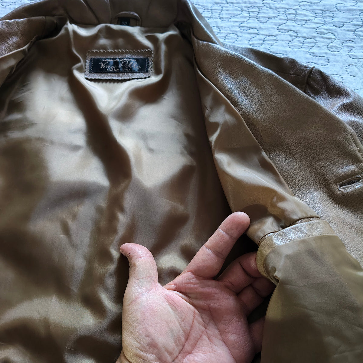 Giacca Vera Pelle Artigianale Vintage Tg 52