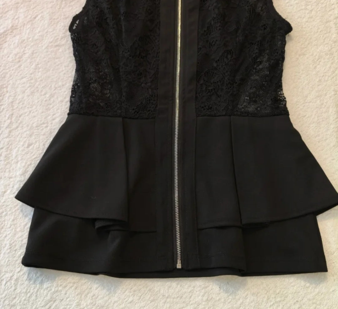 Top Corto  Pizzo Nero Donna  Misura S
