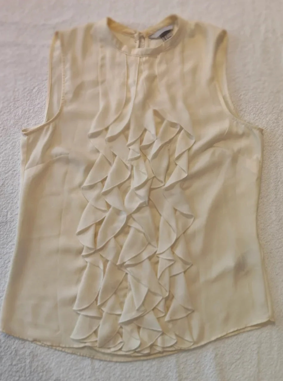 H&M  Magliettina Smanicata Donna Beige Misura S