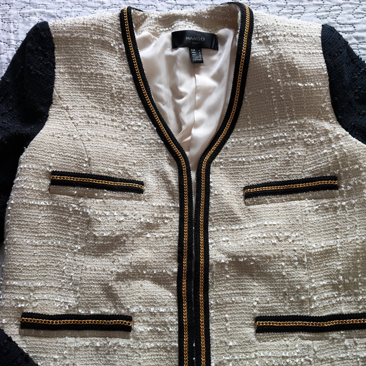 Giacca Donna Mango Beige/Nero Taglia M